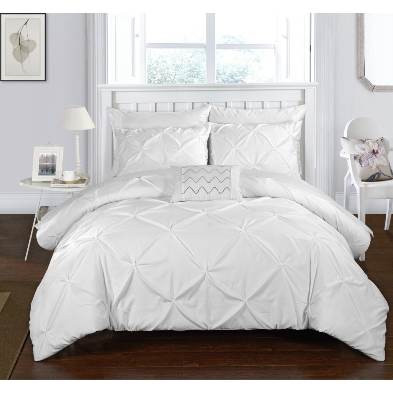 Chic Home 3 or 4 Piece Whitley Pinch Pleated ruffled and pleated complete Duvet Cover Set Shams and Decorative Pillows included